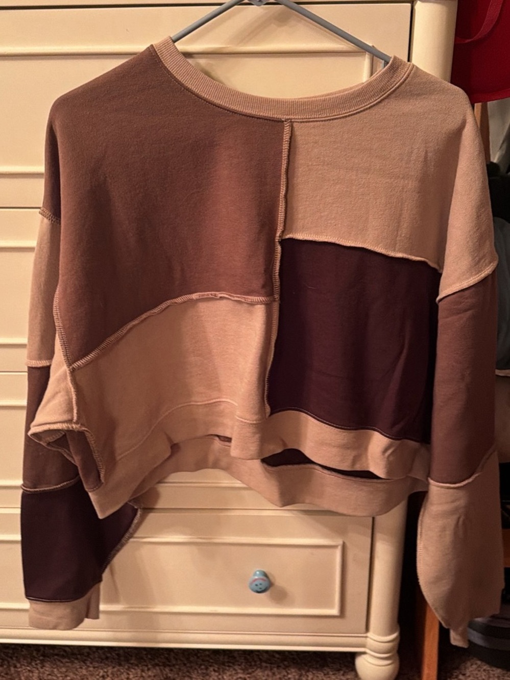Garage Colorblock Boxy Sweatshirt - Brown/Tan